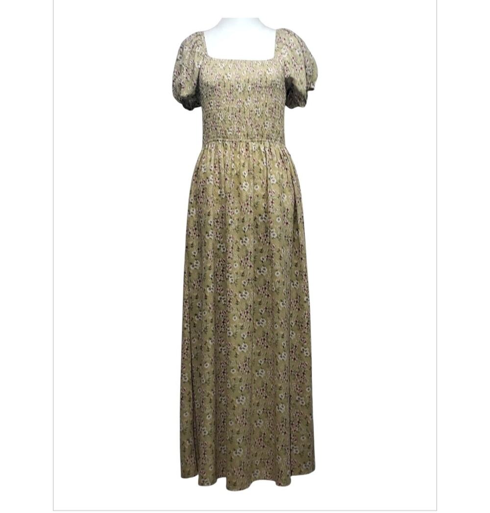 Pie in the Sky Women Large Floral Maxi Dress Cottagecore Romantic Lace Up Back